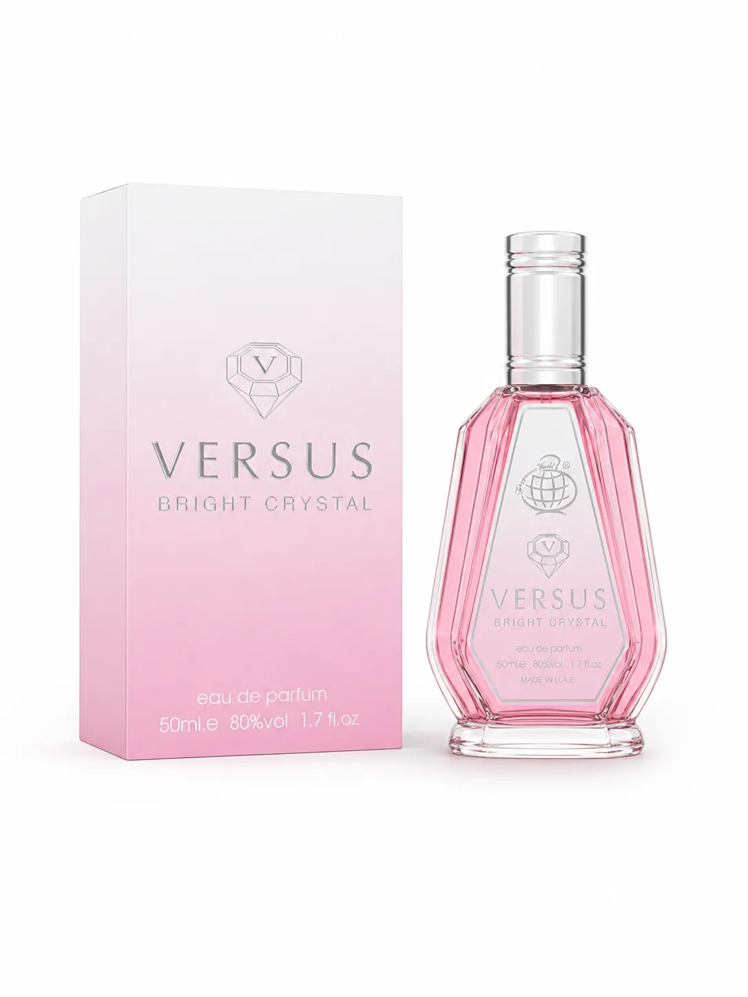 ادکلن زنانه ورساچه برایت کریستال صورتی فراگرنس ورد ورسوس برایت کریستال (Fragrance World Versace Bright Crystal) 50 میل
